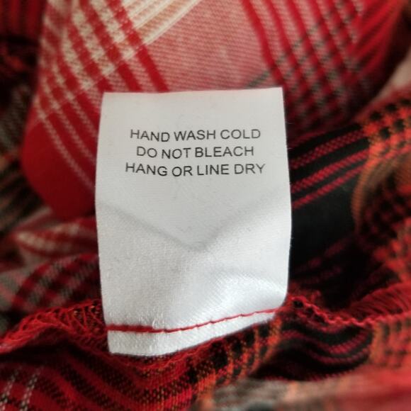 Chloe K Red Plaid Button Rolled Sleeve Tunic Top, Size L - Picture 5 of 13